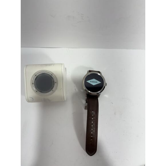 Fossil Smartwatch Q Founder DW1 Brown Leather Band With charger Base No Cable - Picture 1 of 11